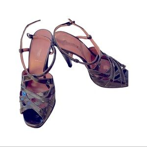 Miu Miu Green Patent Leather Strappy Heels